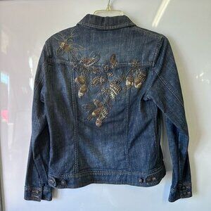 Coldwater Creek sequin beaded denim jacket SIZE 4